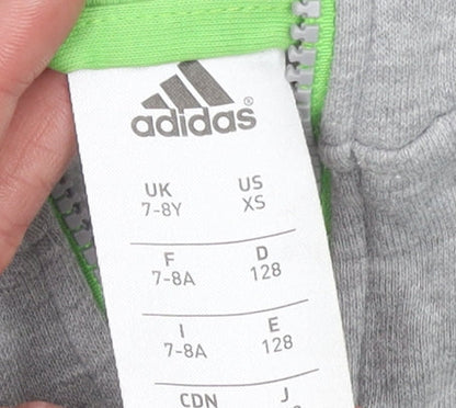 Boys UK Size 7-8 Years adidas Grey Full Zip Hoodie