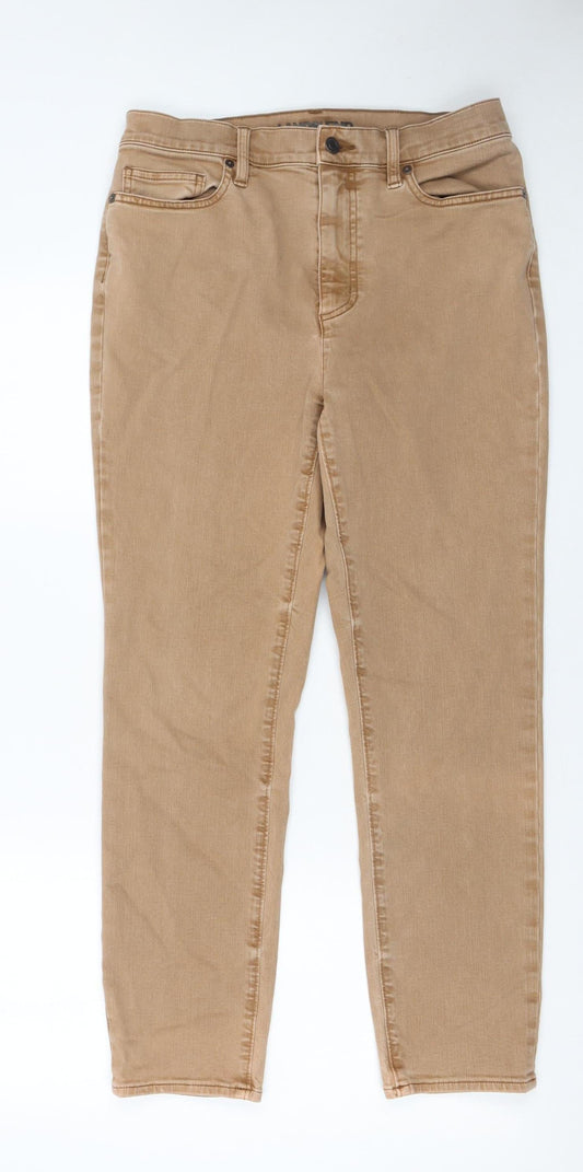 Womens UK Size 14 Lands' End Slim Fit Skinny Beige Jeans