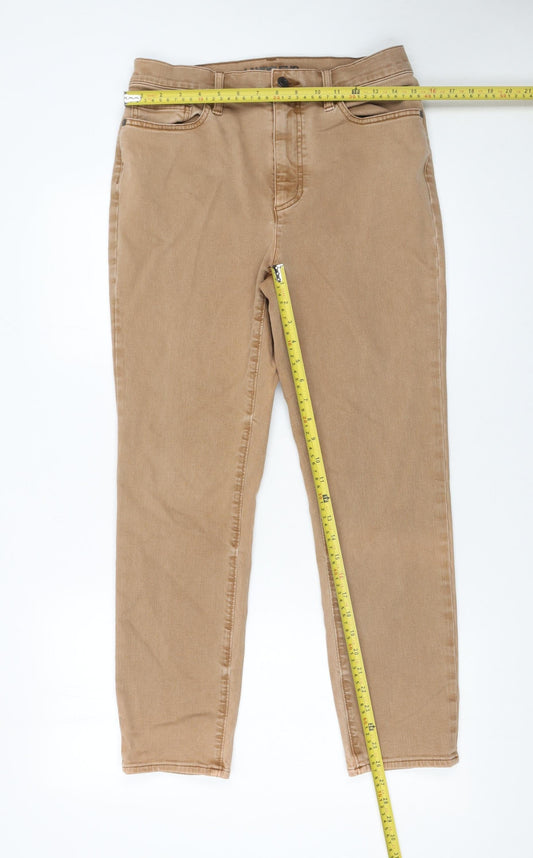 Womens UK Size 14 Lands' End Slim Fit Skinny Beige Jeans