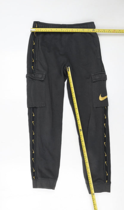 Boys UK Size M Nike Regular Fit Cargo Black Trousers
