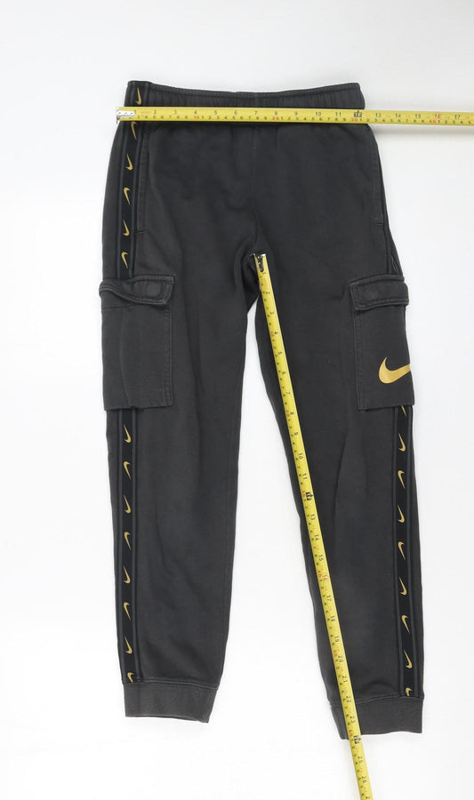 Boys UK Size M Nike Regular Fit Cargo Black Trousers