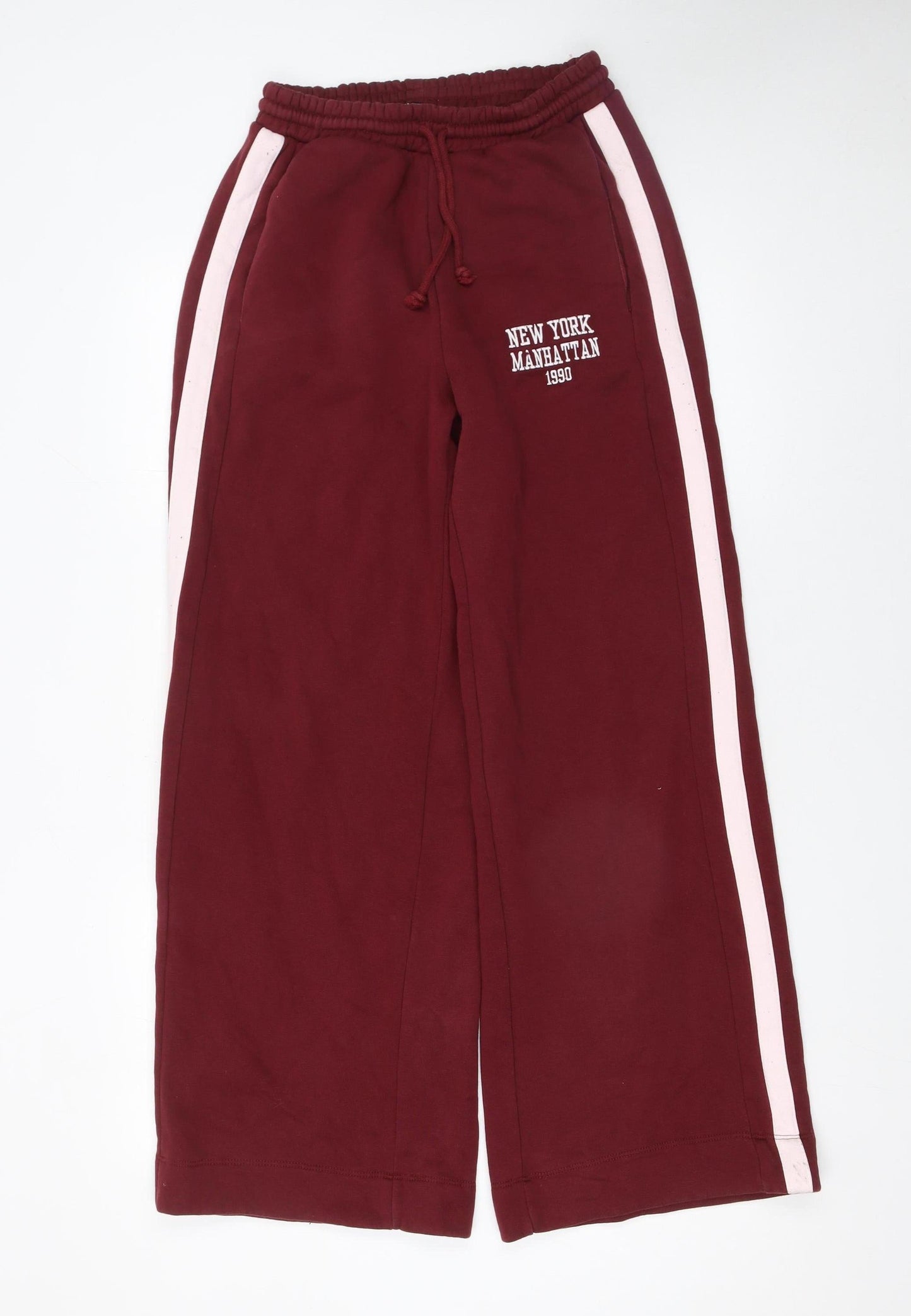 Womens UK Size M Zara Regular Fit Sweatpants Red Trousers