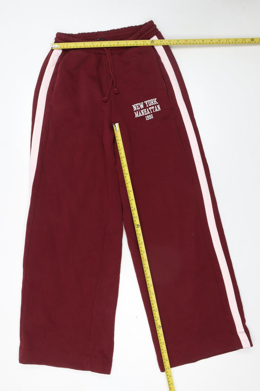 Womens UK Size M Zara Regular Fit Sweatpants Red Trousers