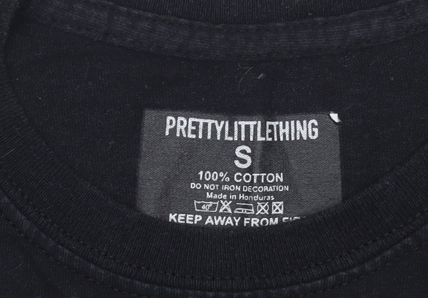 Womens UK Size S PRETTYLITTLETHING Black Basic T-Shirt