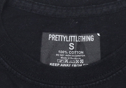 Womens UK Size S PRETTYLITTLETHING Black Basic T-Shirt