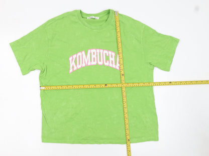 Womens UK Size S Pull&Bear Green Basic T-Shirt