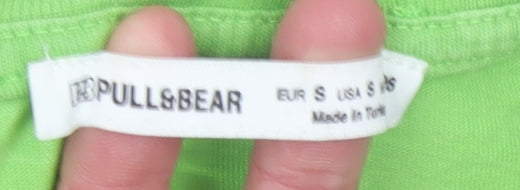 Womens UK Size S Pull&Bear Green Basic T-Shirt