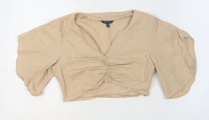 Womens UK Size 8 Kelly Felder Beige Cropped Blouse