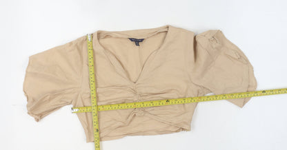 Womens UK Size 8 Kelly Felder Beige Cropped Blouse