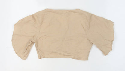 Womens UK Size 8 Kelly Felder Beige Cropped Blouse