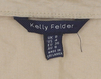 Womens UK Size 8 Kelly Felder Beige Cropped Blouse