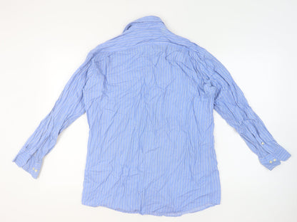 Tommy Hilfiger Men's Blue Striped Cotton Long Sleeve Button-Up Shirt M