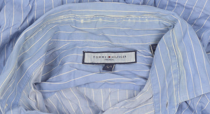 Tommy Hilfiger Men's Blue Striped Cotton Long Sleeve Button-Up Shirt M