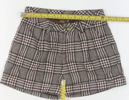 Tyess Girls Brown Check Chino Shorts Size 10A 140cm 100% Cotton
