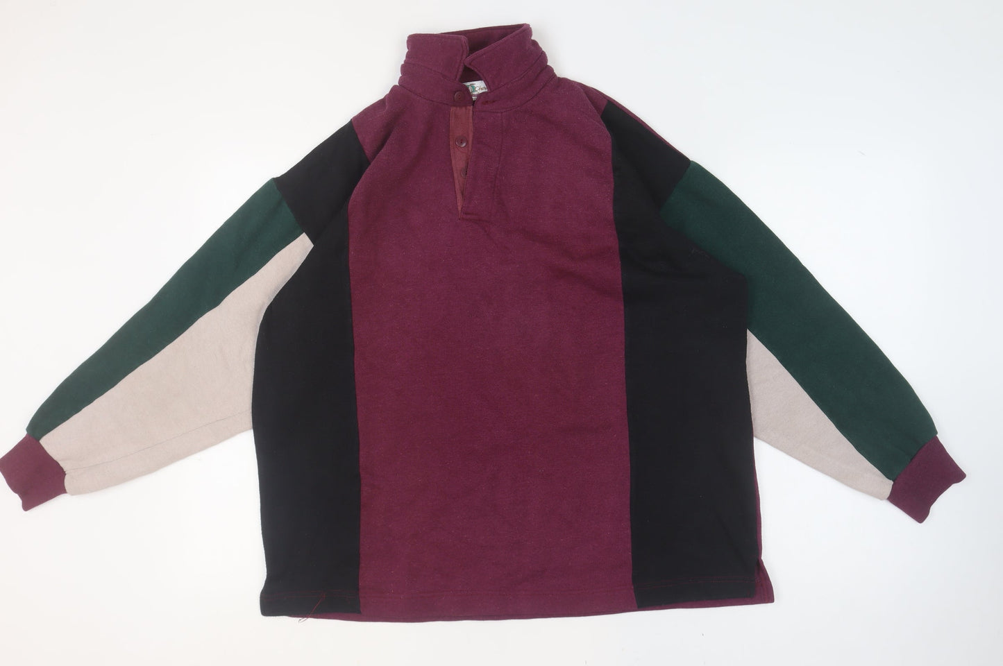 Womens UK Size L Chardonnay Multicoloured Henley Sweatshirt