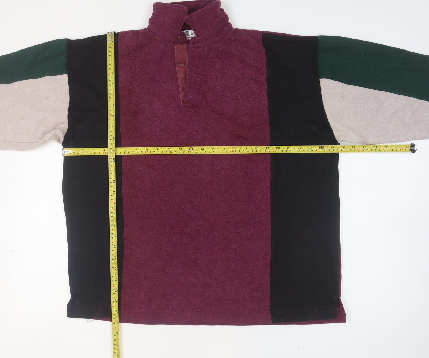 Womens UK Size L Chardonnay Multicoloured Henley Sweatshirt