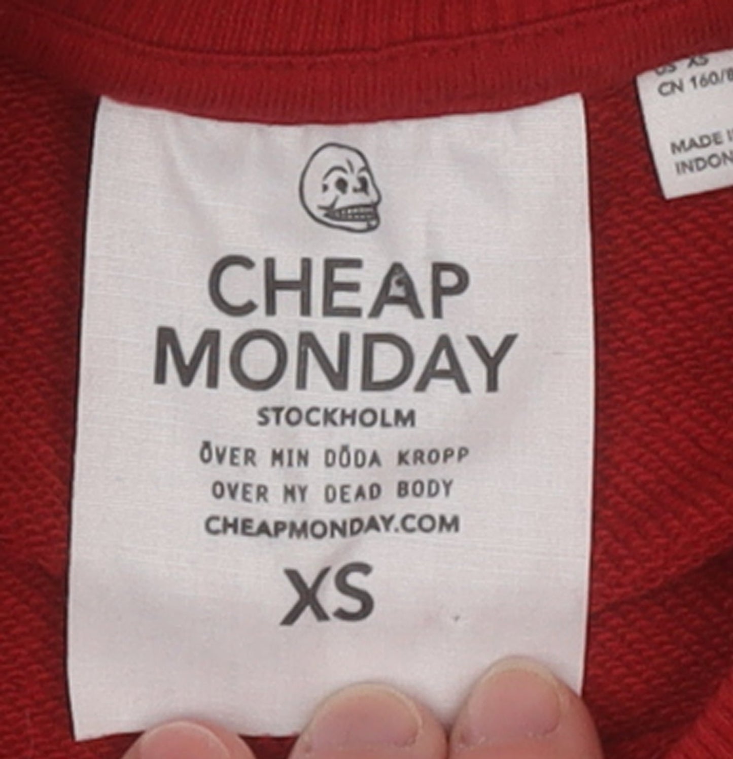 Womens UK Size XS Cheap Monday Red Pullover Sweatshirt