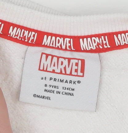 Marvel Spider-Man Boys White Sweatshirt 8-9 Years Cotton Blend Pullover