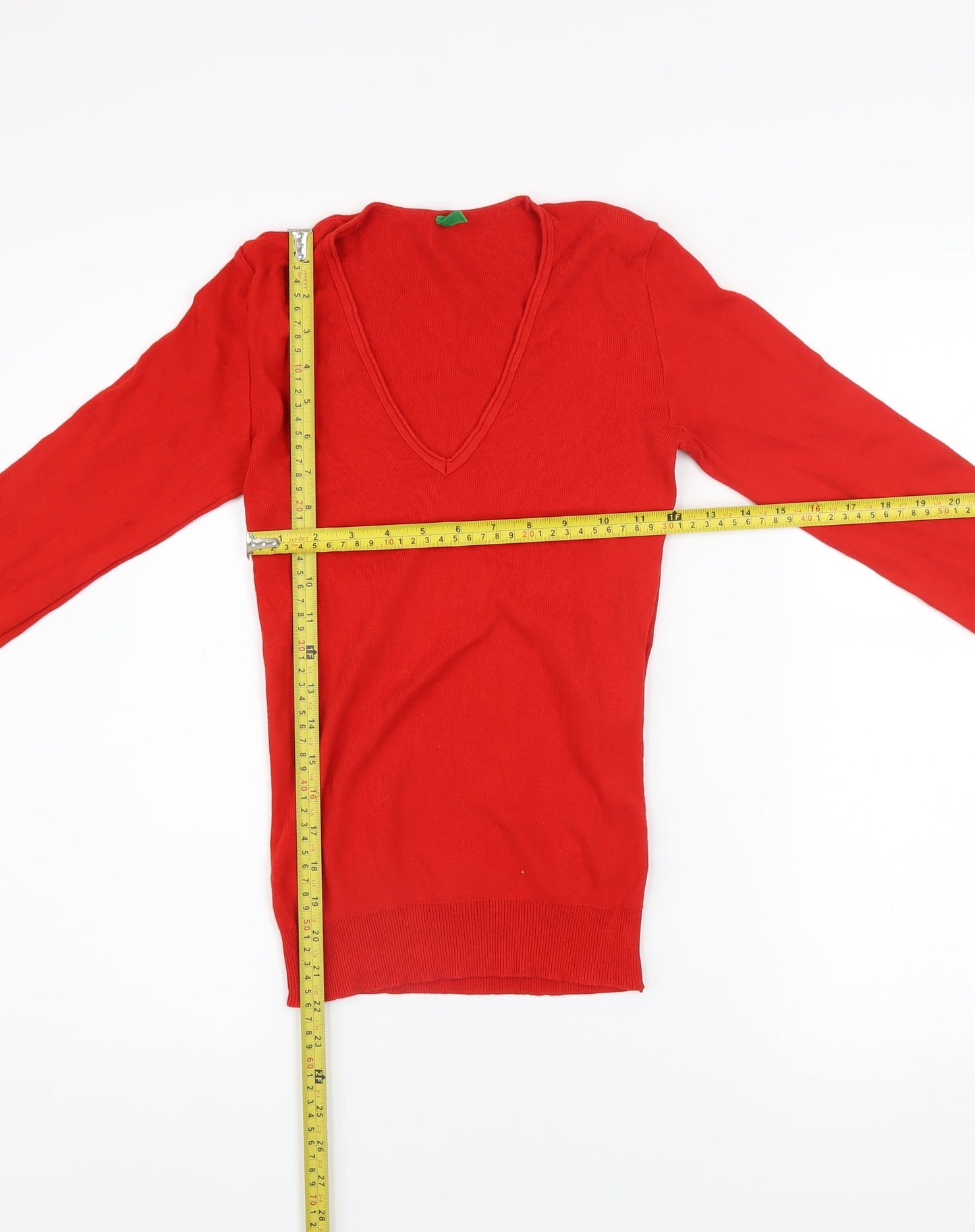 Womens UK Size XS United Colors of Benetton Red Basic Blouse