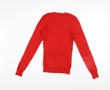 Womens UK Size XS United Colors of Benetton Red Basic Blouse