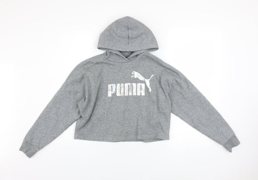 Girls UK Size 14-15 Years PUMA Grey Pullover Hoodie
