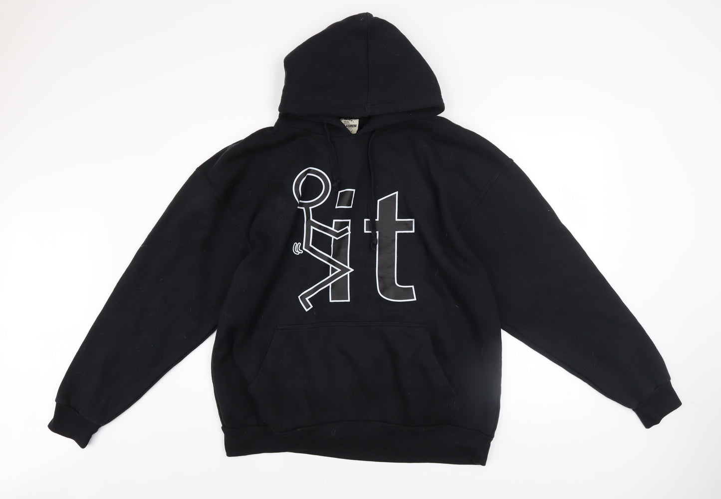 Mens UK Size XL Jon Lauren Black Pullover Hoodie