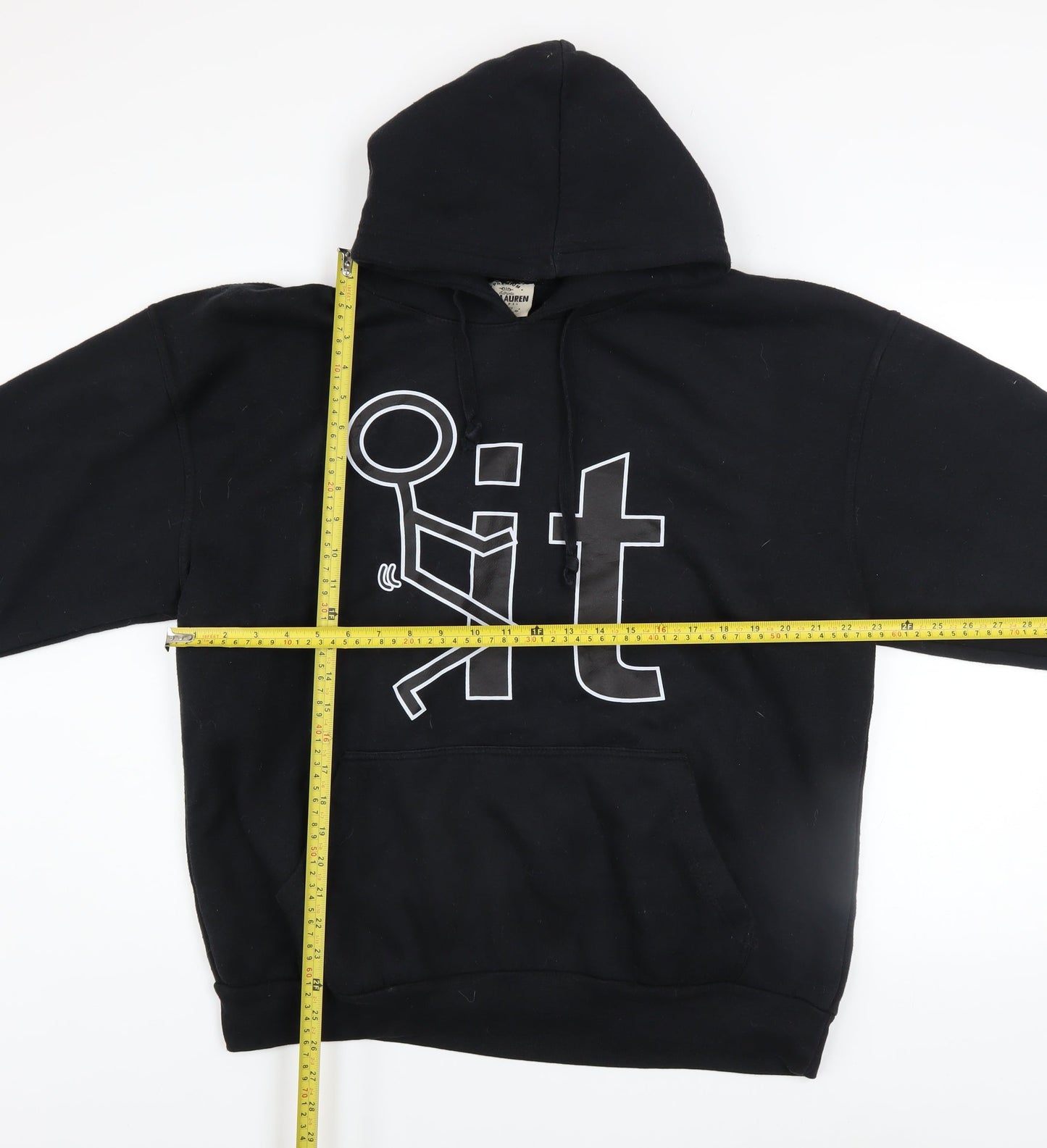 Mens UK Size XL Jon Lauren Black Pullover Hoodie