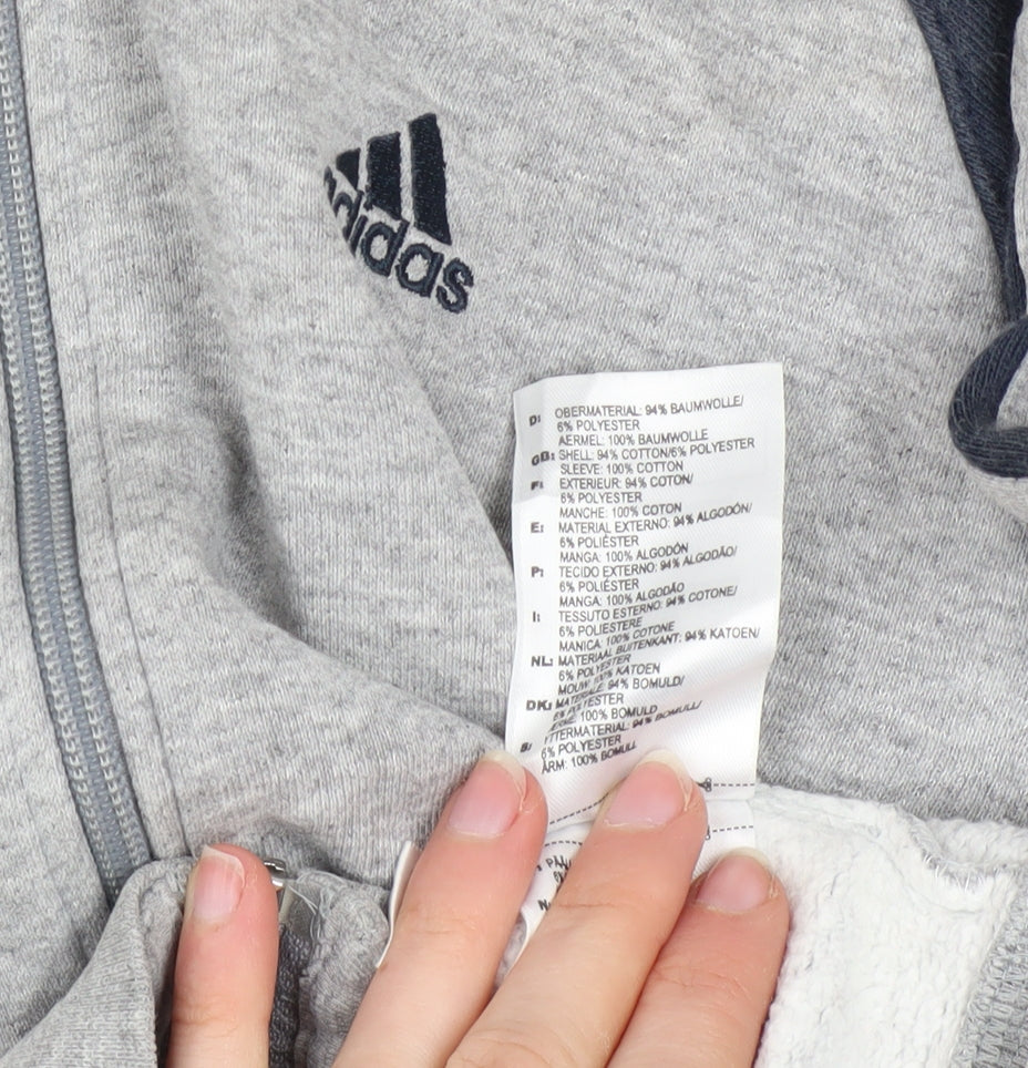 Teens UK Size L adidas Grey Full Zip Hoodie