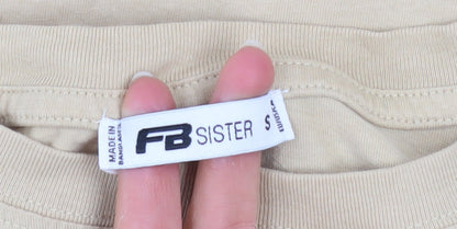 Womens UK Size S FB Sister Beige Cropped T-Shirt