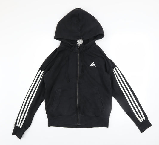 Womens UK Size S adidas Black Full Zip Hoodie