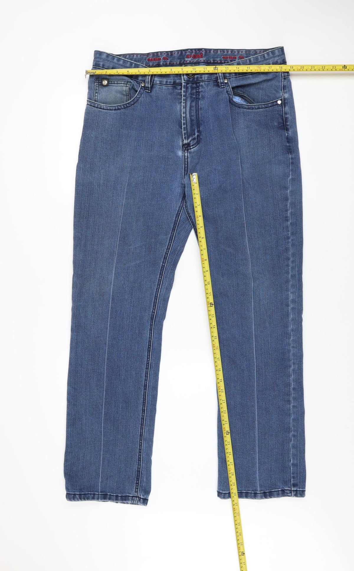 Mens UK Size L André Regular Fit Straight Blue Jeans
