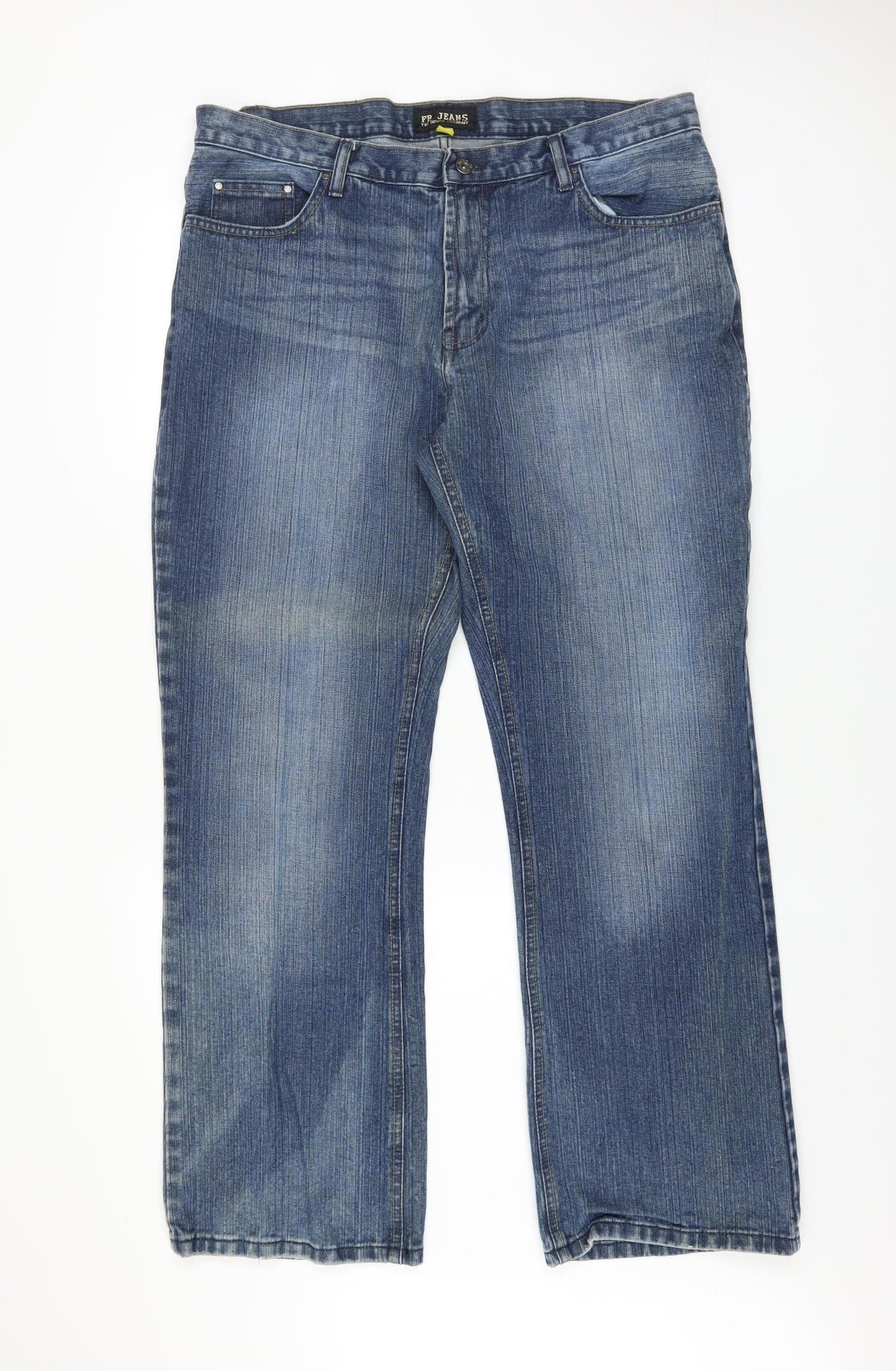 Mens UK Size 38/32 FB Jeans Regular Fit Straight Blue Jeans