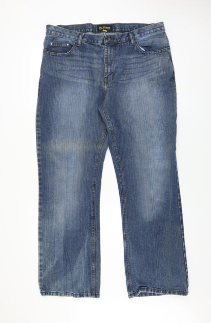 Mens UK Size 38/32 FB Jeans Regular Fit Straight Blue Jeans
