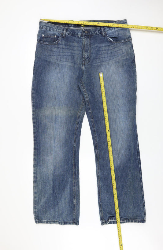 Mens UK Size 38/32 FB Jeans Regular Fit Straight Blue Jeans
