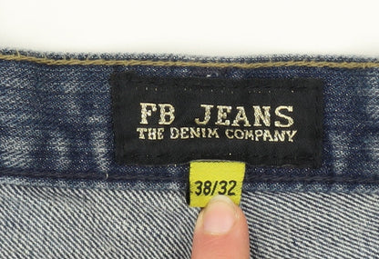 Mens UK Size 38/32 FB Jeans Regular Fit Straight Blue Jeans