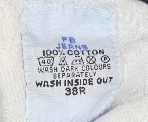 Mens UK Size 38/32 FB Jeans Regular Fit Straight Blue Jeans