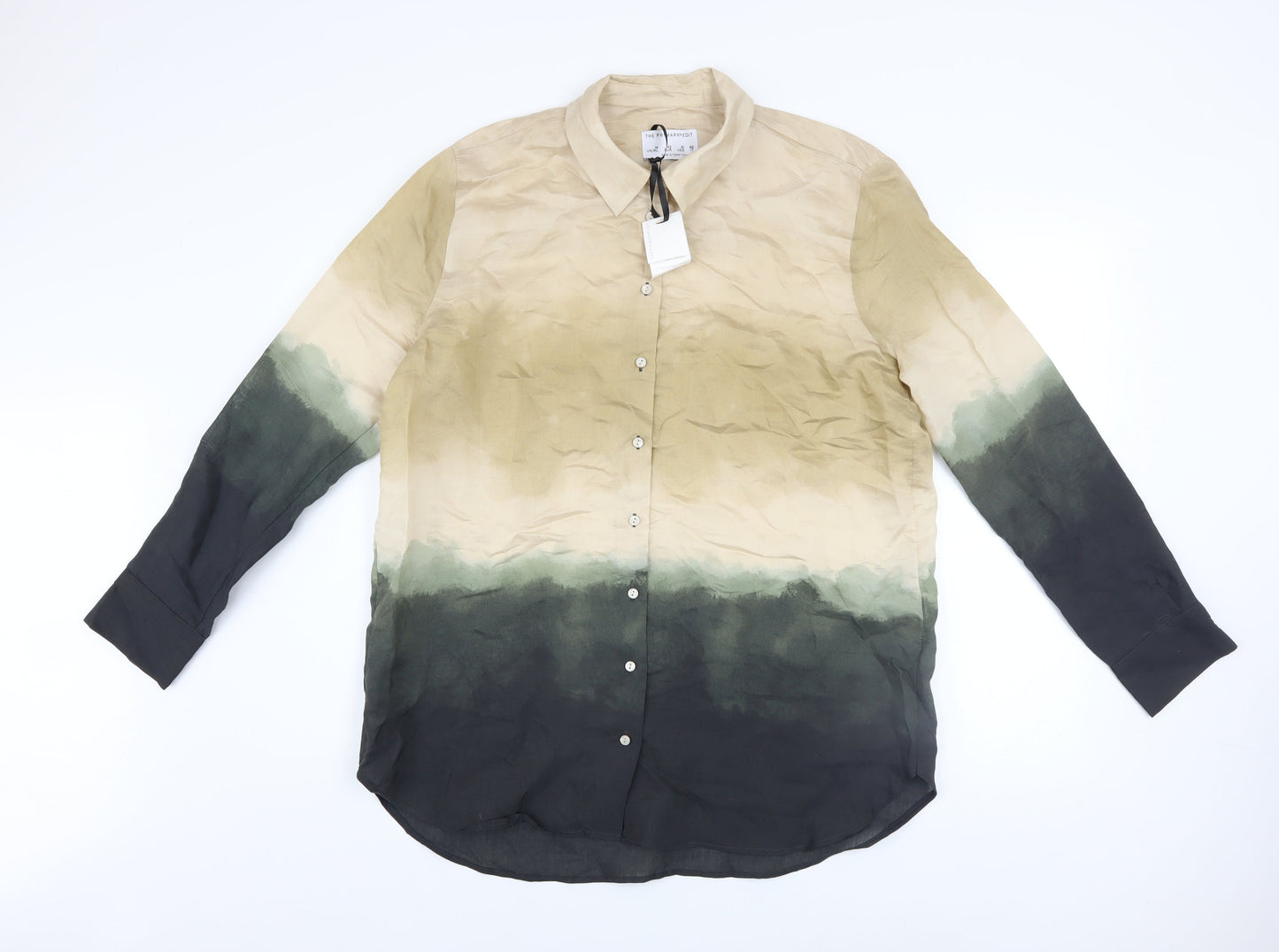 Primark Women’s Beige Ombre Button-Up Long Sleeve Shirt Size 14
