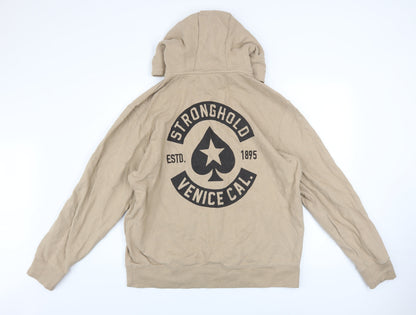 Mens UK Size L The Stronghold Beige Pullover Hoodie