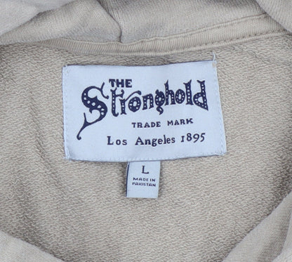 Mens UK Size L The Stronghold Beige Pullover Hoodie