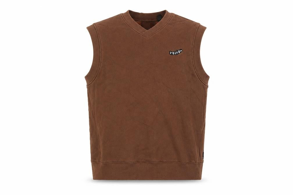 Volcom Men's Brown Sleeveless V-Neck Cotton Blend Casual Top M