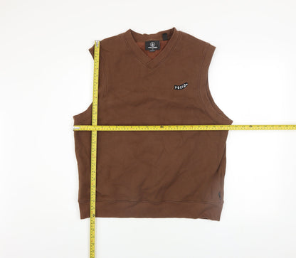 Volcom Men's Brown Sleeveless V-Neck Cotton Blend Casual Top M