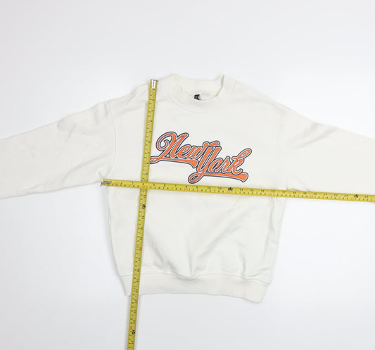 Womens UK Size XS H&M White Pullover Sweatshirt