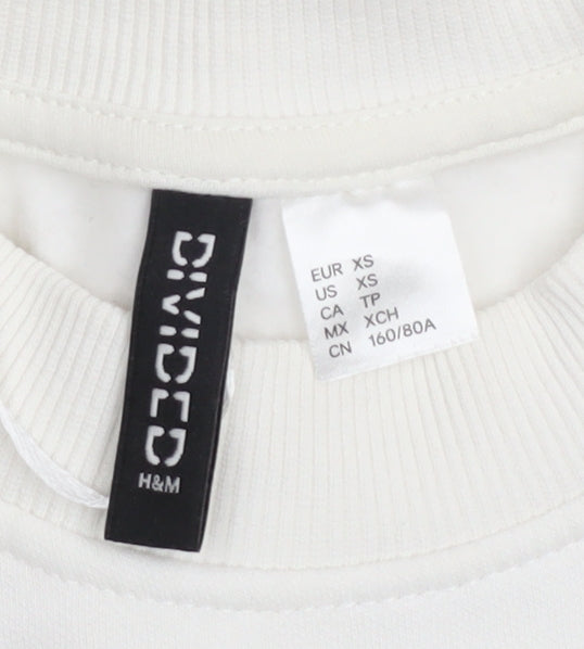 Womens UK Size XS H&M White Pullover Sweatshirt