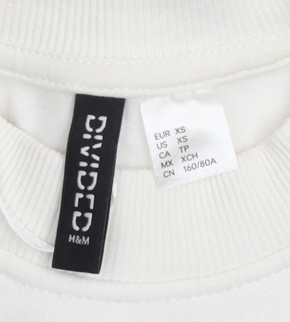 Womens UK Size XS H&M White Pullover Sweatshirt