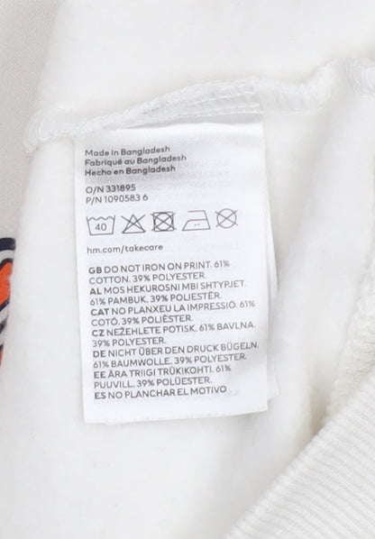 Womens UK Size XS H&M White Pullover Sweatshirt