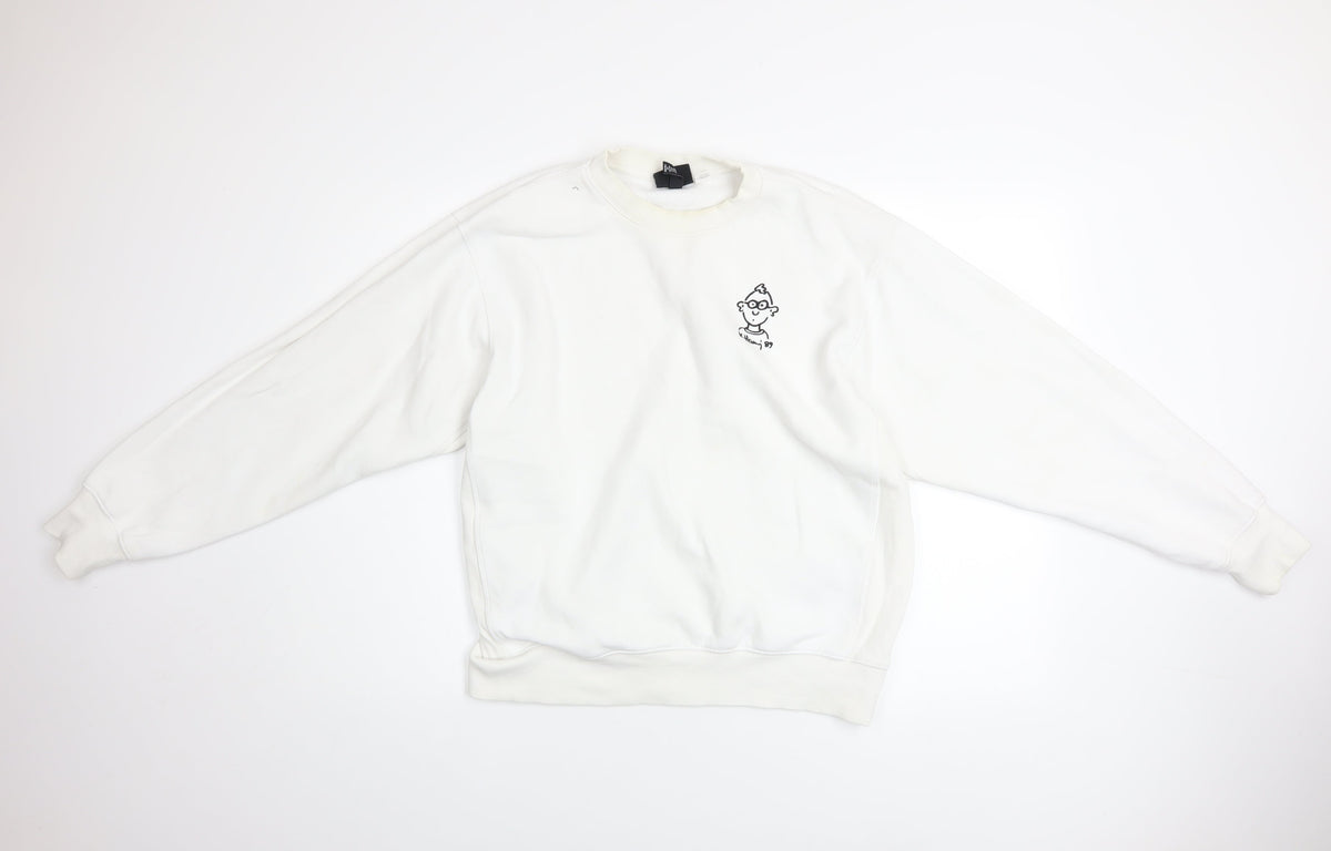 Mens UK Size S H&M White Pullover Sweatshirt