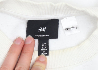 Mens UK Size S H&M White Pullover Sweatshirt