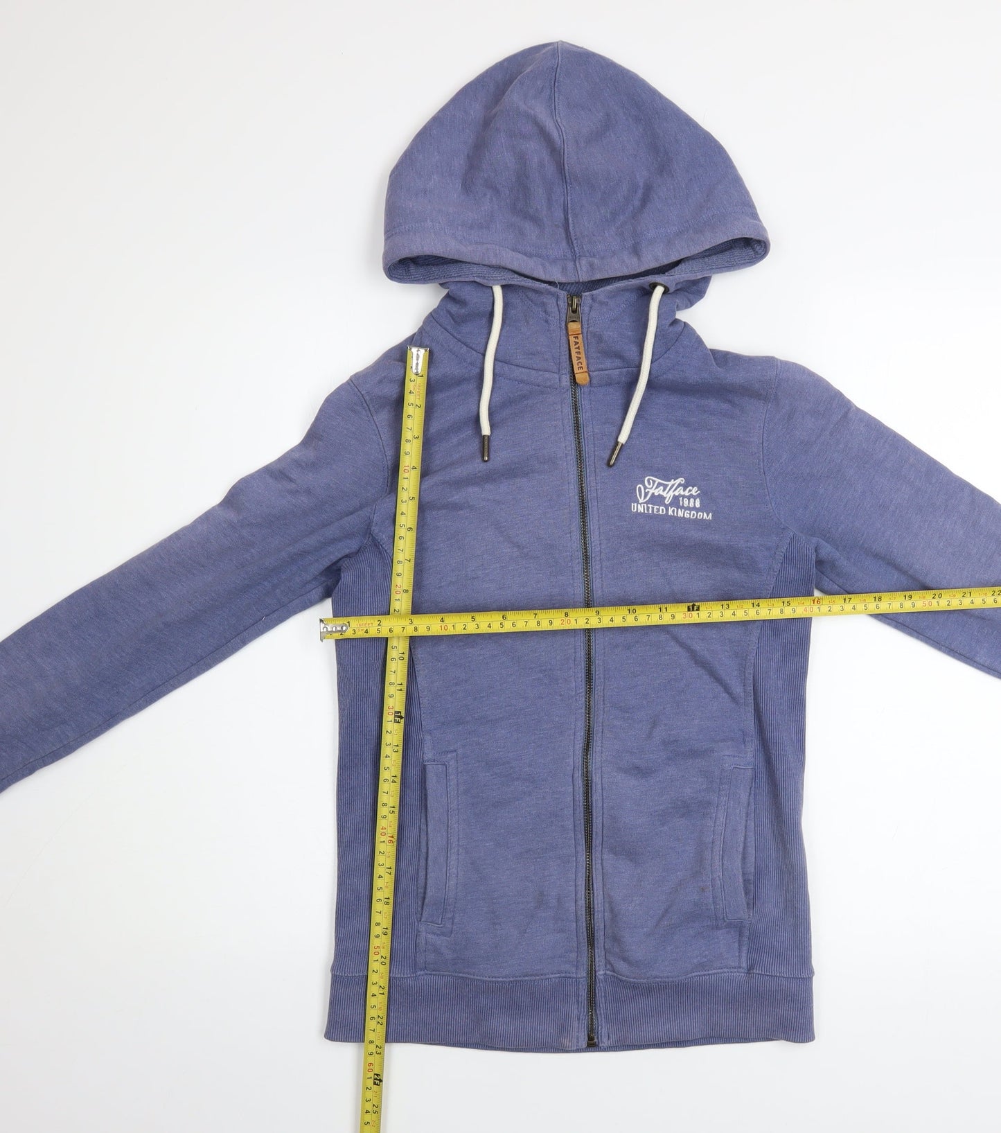 Womens UK Size 8 FatFace Blue Full Zip Hoodie