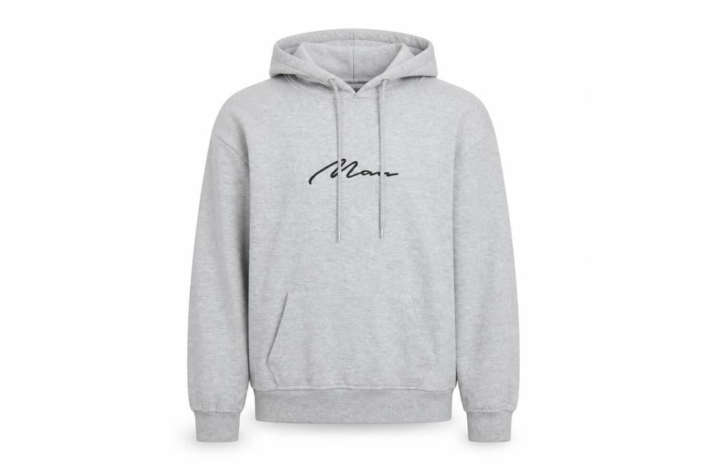boohooMAN Men's Grey Pullover Hoodie XS Regular Fit Logo Style