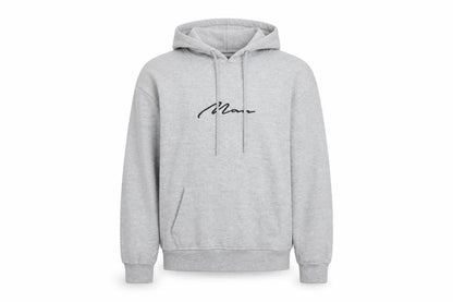 boohooMAN Men's Grey Pullover Hoodie XS Regular Fit Logo Style